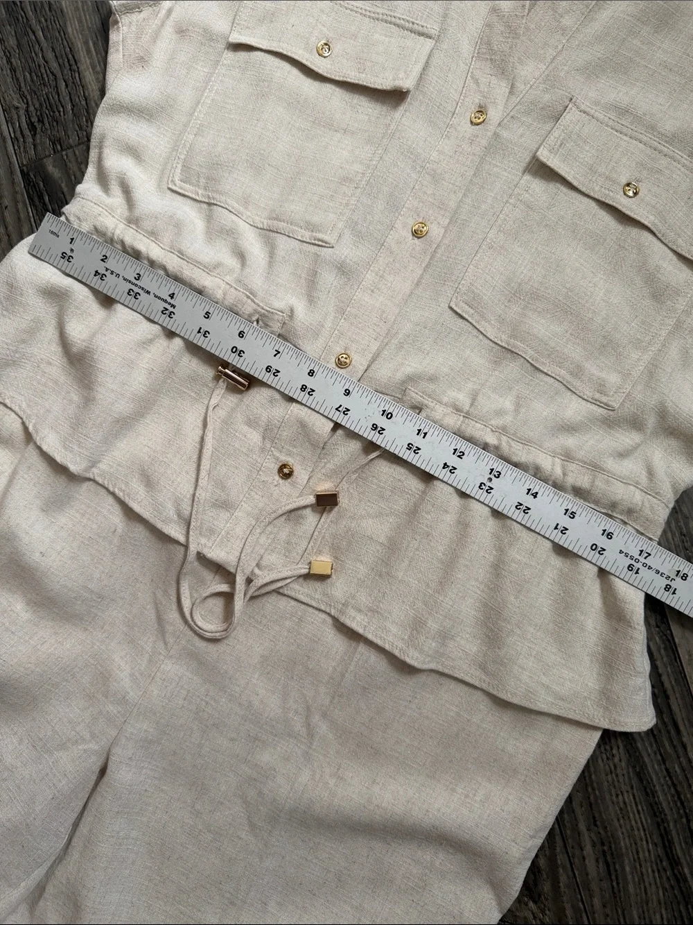 NWT Zara Linen Blend Summer Flowy Jumpsuit Sleeveless Drawstring Minimalist M
